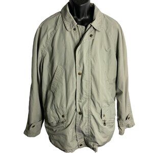 Vintage 90s European Project Utility Jacket L Grey Full Zipper Snaps Pockets